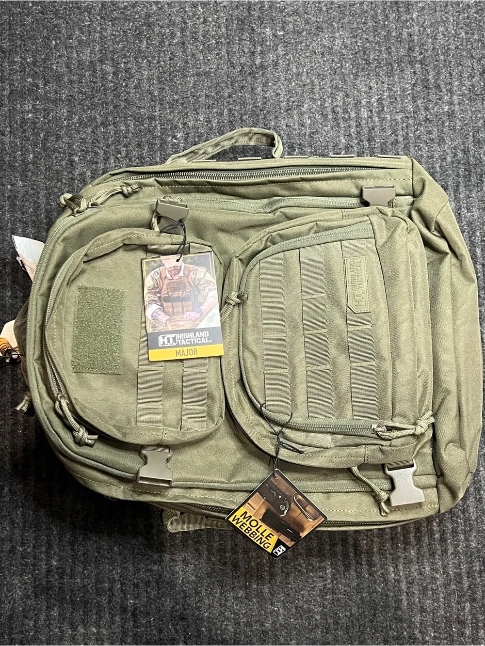 NWT Highland Tactical Major Backpack Dark Green MOLLE Hydration Compatible